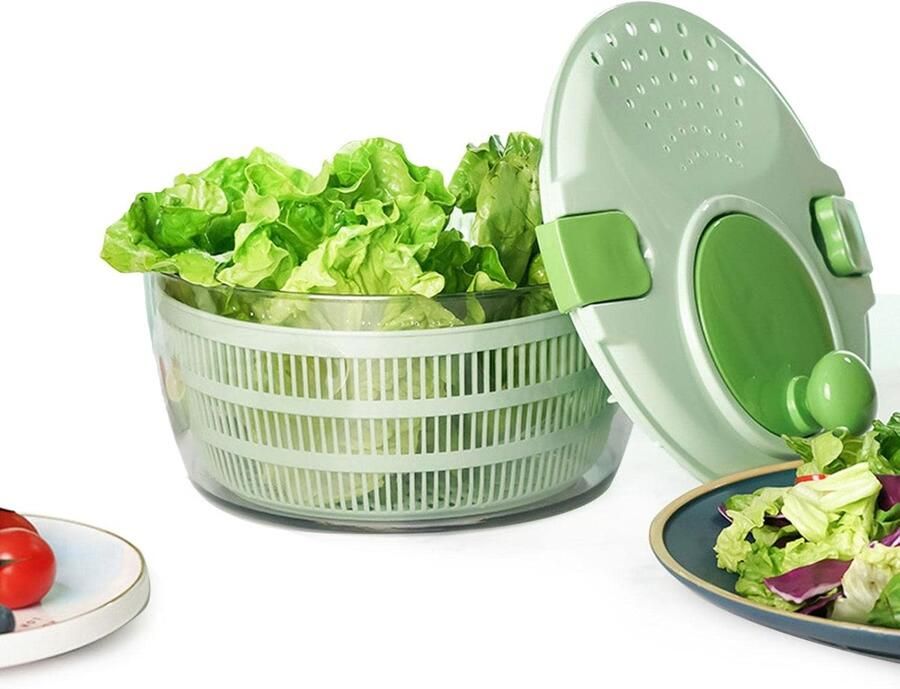 Grote Slacentrifuge Keuken Zeef Verse Salade Maken Geïntegreerd Afdruipsysteem 4 Liter Wit