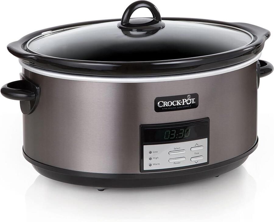 Grote 8 liter programmeerbare slowcooker met automatische warmhoudfunctie en kookboek