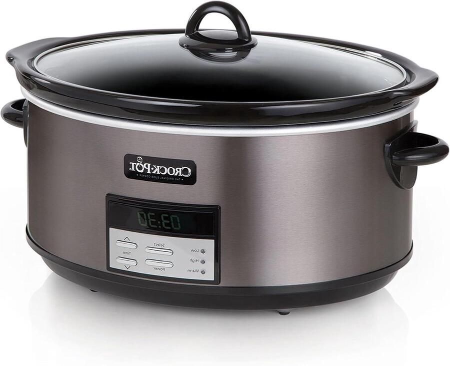 Grote Slowcooker Stoofpan Maaltijden Bereiden Digitale Timer 8 Liter Zwart