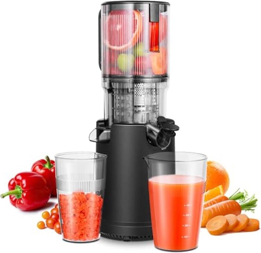 Grote Slowjuicer voor Hele Fruit en Groenten met Automatische Snijsysteem en Drievoudige Filtertechnologie
