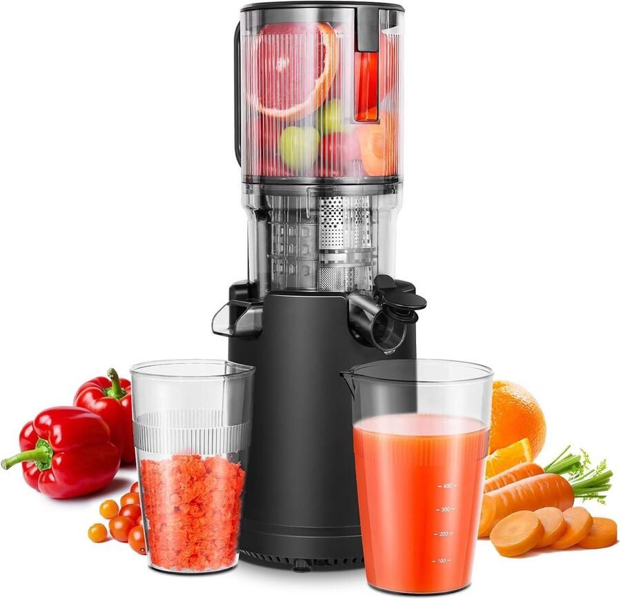 Grote Slowjuicer voor Hele Fruit en Groenten met Automatische Snijsysteem en Drievoudige Filtertechnologie