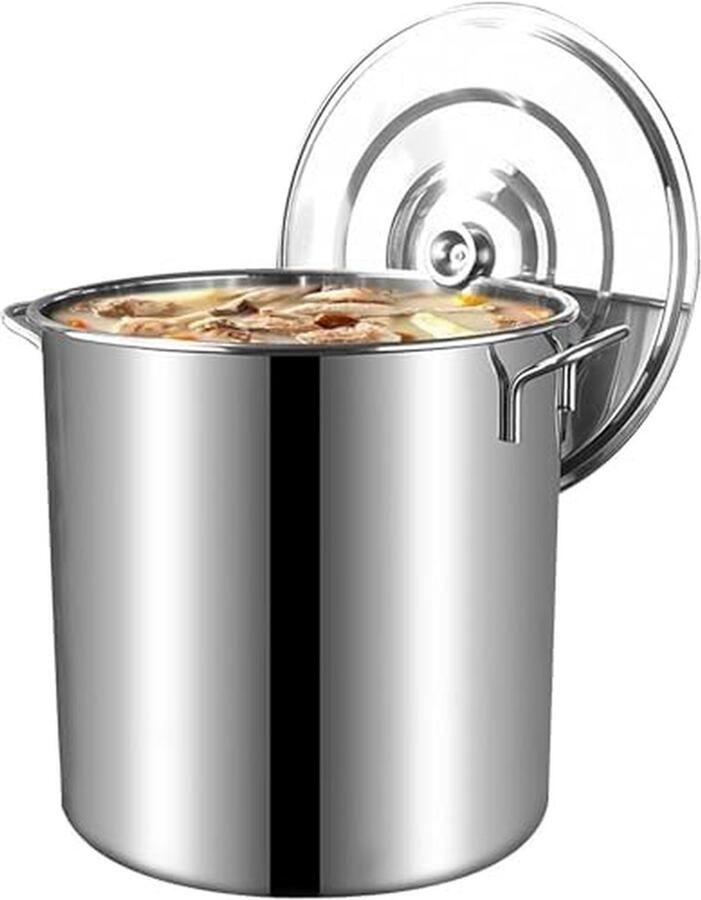 Grote soeppan Kookpan met deksel Thuis koken Gelijkmatige warmte 50 liter Zilverkleurig
