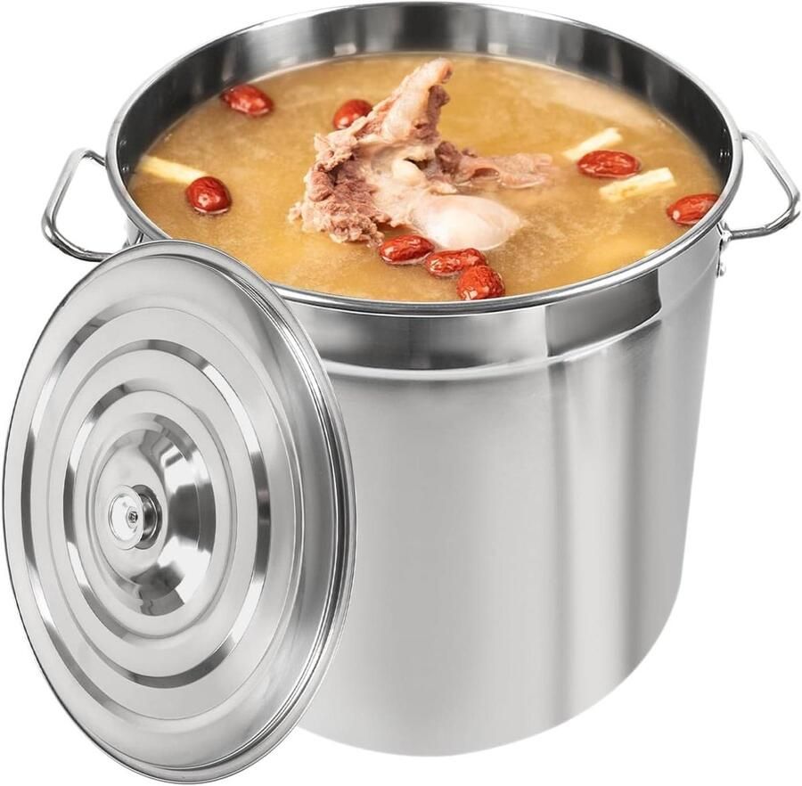 Grote Soeppan Kookpan RVS Grote Maaltijden Bereiden Hoge Efficiëntie Warmte 50 Liter Zilver
