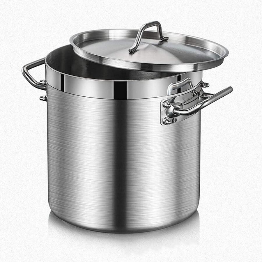 Grote soeppan Stoofpot pan Grote porties koken Roestvrij staal 6 liter Zilver