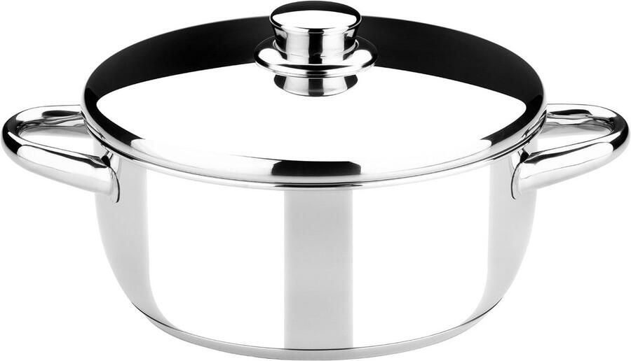 Grote Steelpan met Glasdeksel 24 cm 18 10 RVS Geschikt voor Inductie en Alle Warmtebronnen