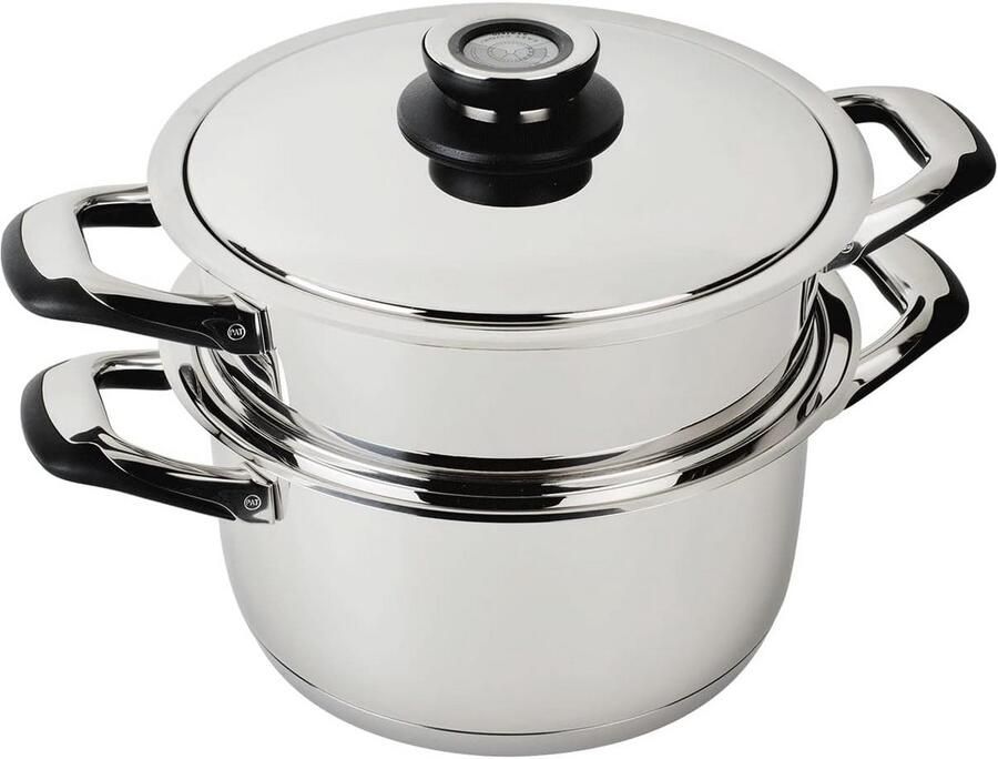 Grote Stoompan 6L Roestvrij Staal (RVS) PFAS-vrij & Inductie Geschikt Inclusief Thermometer