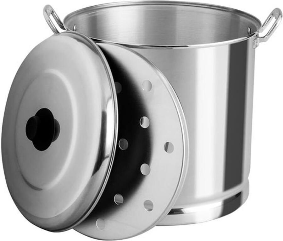 Grote Stoompan Aluminium Stomer Tamales Koken Inclusief Grill 32 Kwarts Aluminium