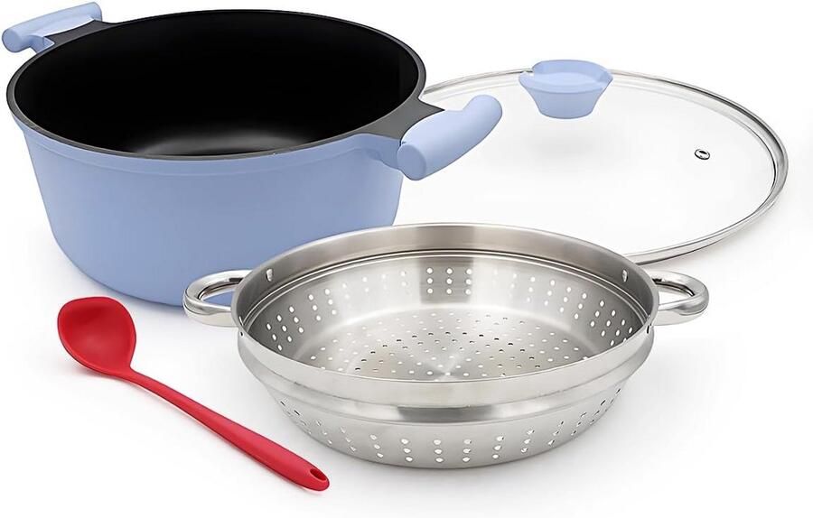 Grote Stoompan met Deksel en Inzetstuk Multifunctionele Soeppan voor Inductie