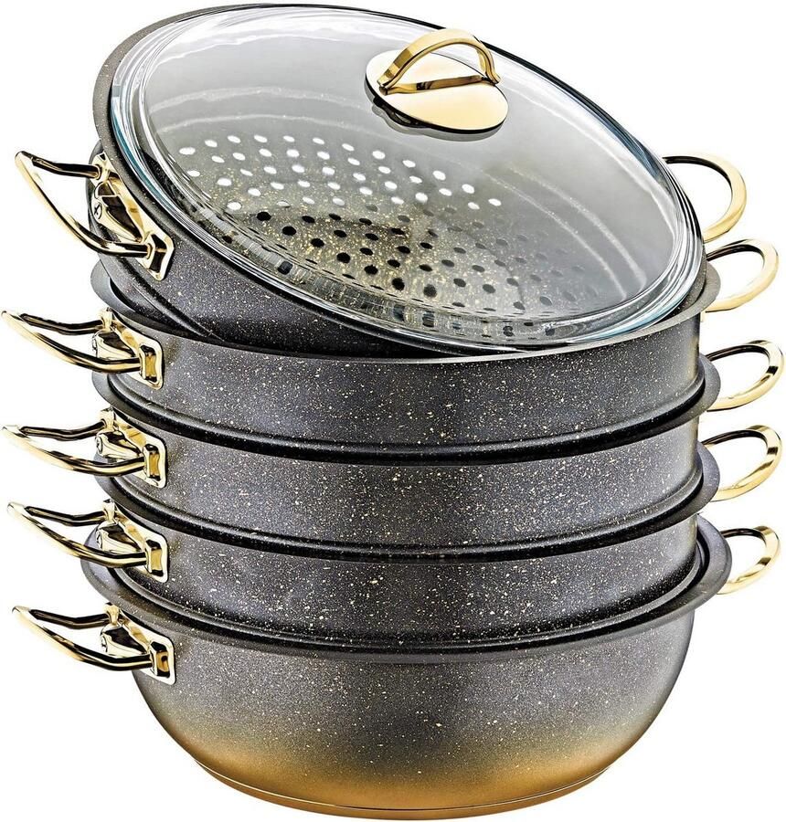 Grote Stoompan met Granieten Coating 6.4 Liter Keramisch Design Kookpan