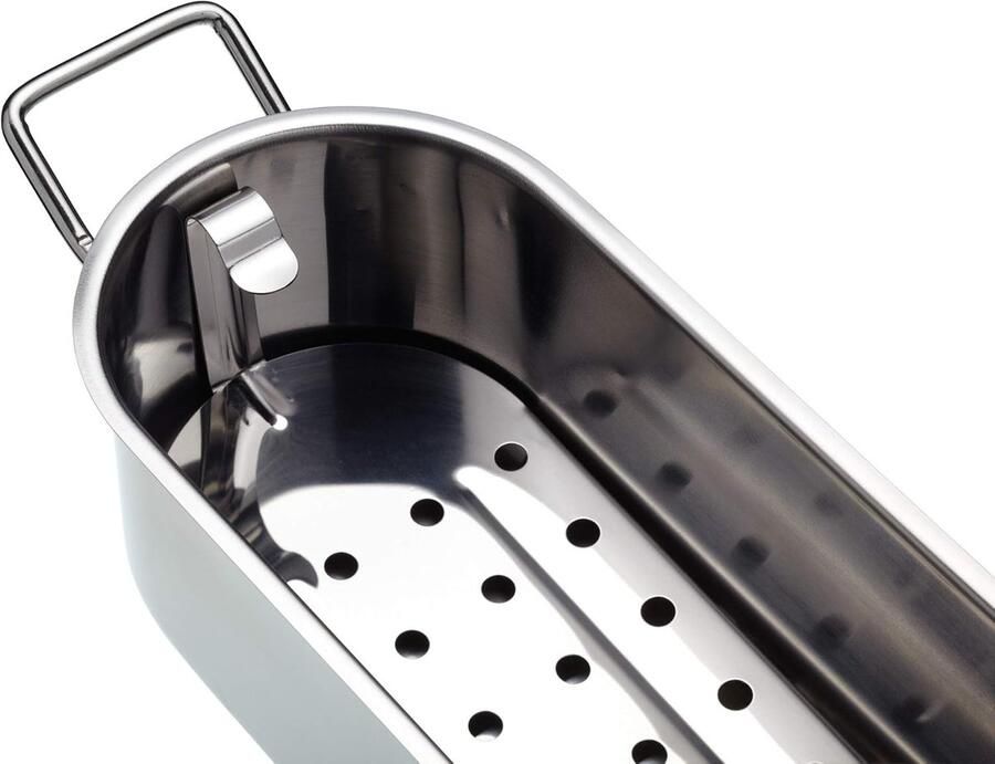 Grote Vispan Visketel Vis Bereiden Inductie Geschikt 615 cm Zilver