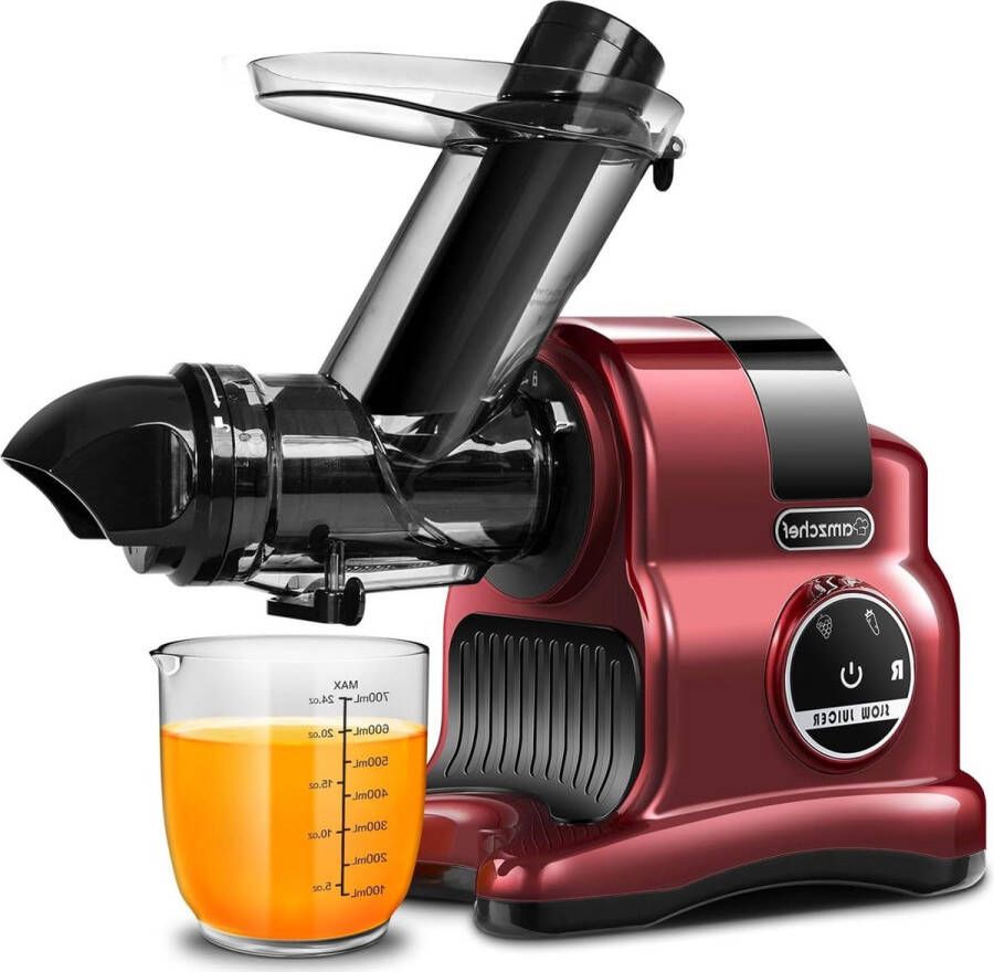 Grote vulschacht 80 mm 150 watt sapcentrifuge met 2 snelheden en terugloopfunctie winnaar sapcentrifugetest groenten fruit rood sapcentrifuge groenten en fruit