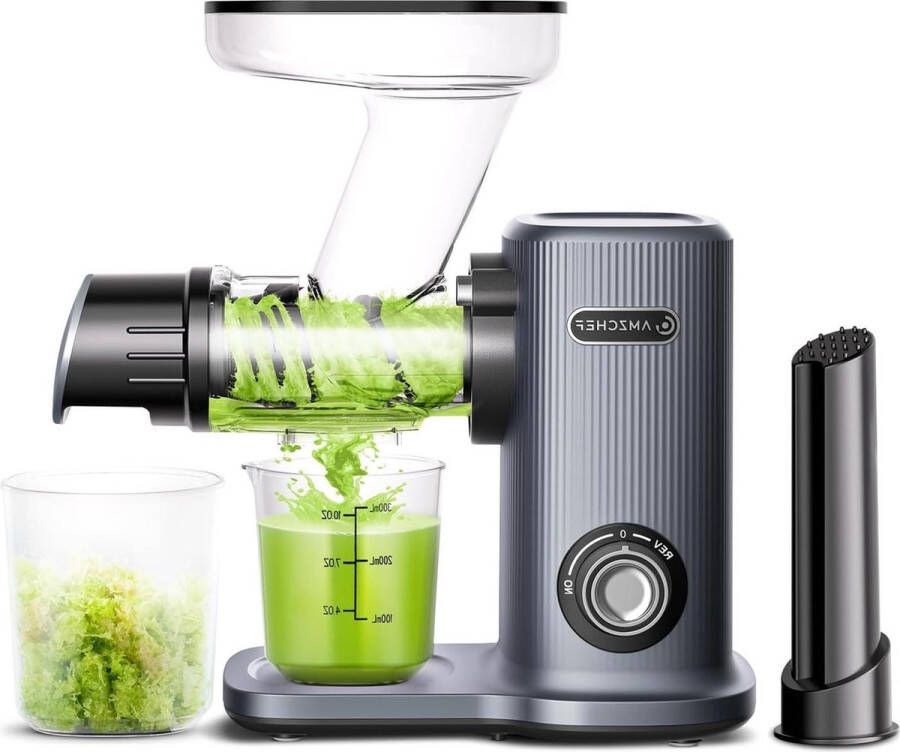 Grote vulschacht sapcentrifuge voor hele groenten en fruit duurzame roestvrijstalen kneedpers met extra krachtige motor. sapcentrifuge groenten en fruit