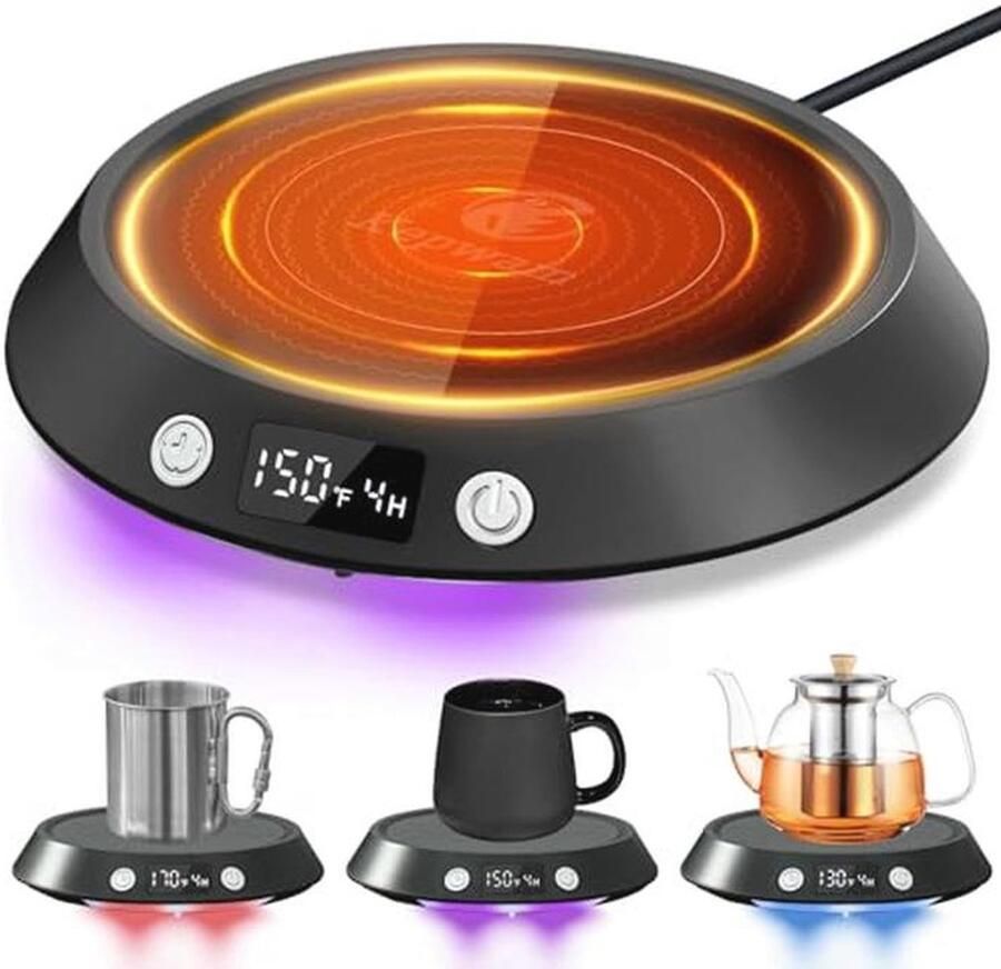 Grote Warmteplaat voor Koffiekopjes met Automatische Uitschakeling en 3 Temperatuurinstellingen