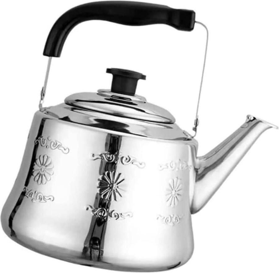 Waterketel Fluitketel Theeketel Kookplaat Water Koken 304 Roestvrij Staal 7 Liter Zilverkleurig