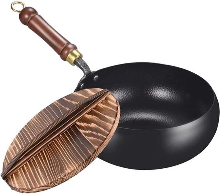 Grote Wok Pan Koekenwok Ijzer Multifunctioneel Koken Hittebestendig Antiaanbak 29.5 x 29.5 x 16 cm