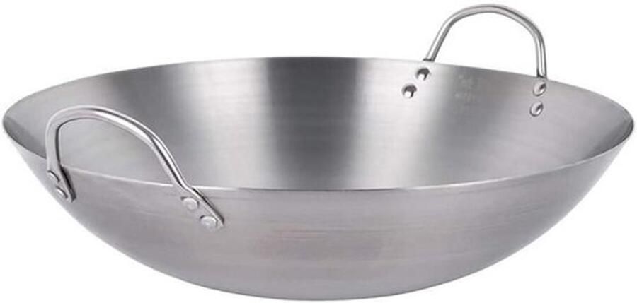 Grote Wokpan Koekenpan Sauteerpan Veelzijdig Koken Verdikte Roestvrij Staal 30cm Diameter Zilver