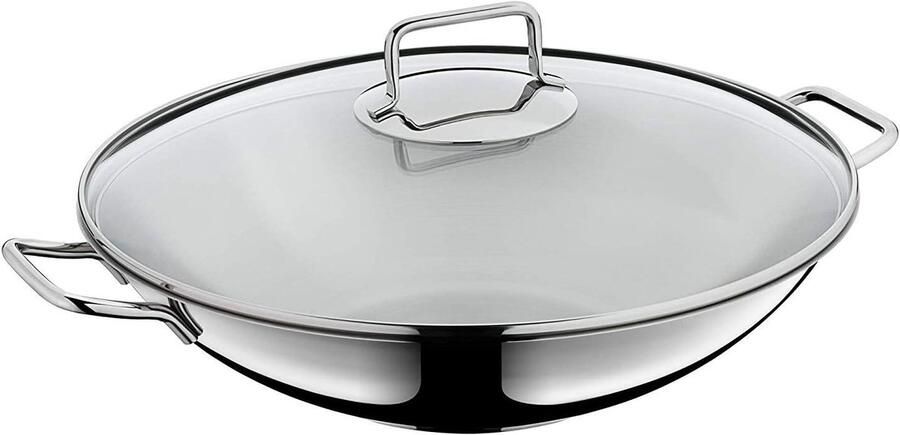 Grote Wokpan Roerbakpan Aziatisch Koken Universele Bodem 36 cm Zilver