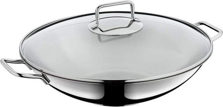 Grote wokpan Roerbakpan Voor Aziatisch koken Met universele bodem 36 cm Zilver