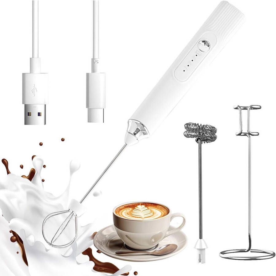 Gsedaox Melkopschuimer met Houder- Matcha Klopper Melkopschuimer Elektrisch met 3 Standen USB