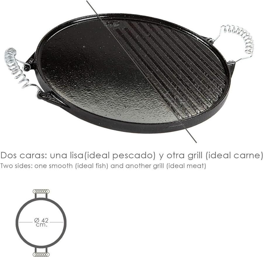 Guison 12045 Ronde geëmailleerde gietijzeren bakplaat 42 cm zwart
