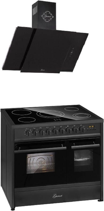 GURARI Elektrisch fornuis GCH E 912 DF BL Keramische kookplaat 90 cm+GCH S 171 90 BL PRIME Afzuigkap 90 cm