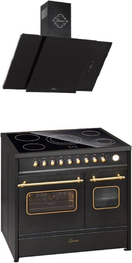 GURARI Elektrisch fornuis GCH E 912 DF BL r Keramische kookplaat 90 cm+GCH S 171 90 BL PRIME Afzuigkap 90 cm
