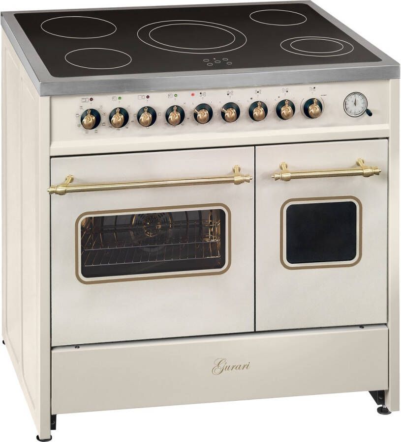 GURARI Elektrisch fornuis GCH E 912 DF Cr r Keramische kookplaat 90 cm Crème Range Cooker Elektrische dubbele oven