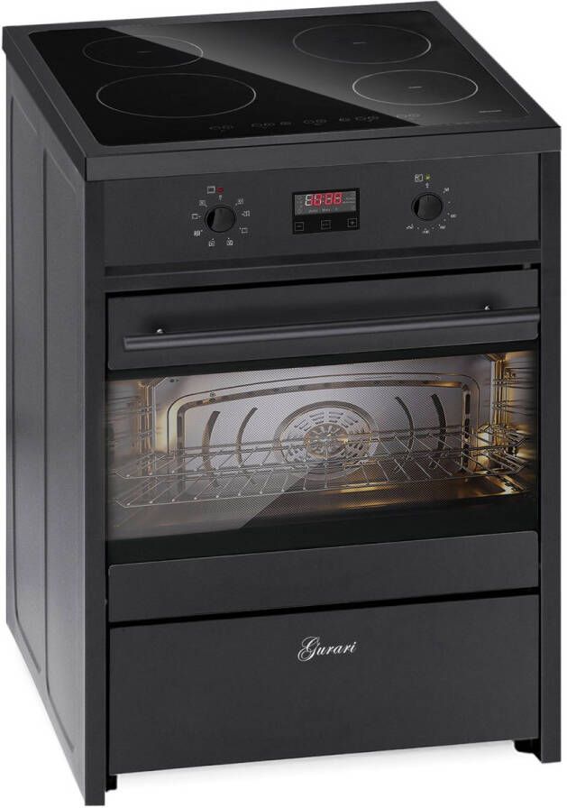 GURARI elektrische fornuis GCH E 612 BL Inductie vrijstaande kookplaat 60 cm inductie zwart Range Coocker