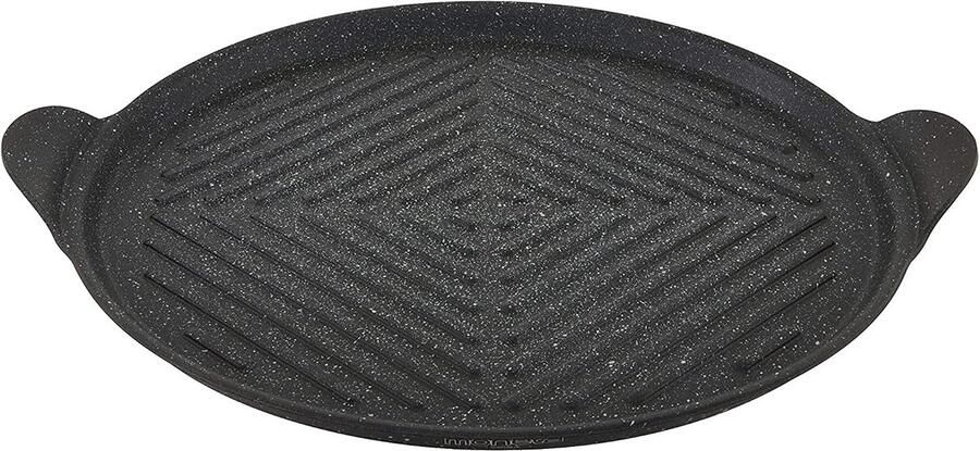 Rond grillrooster Barbecue rooster Buiten koken Anti-aanbak steenlook Diameter 32 cm Zwart