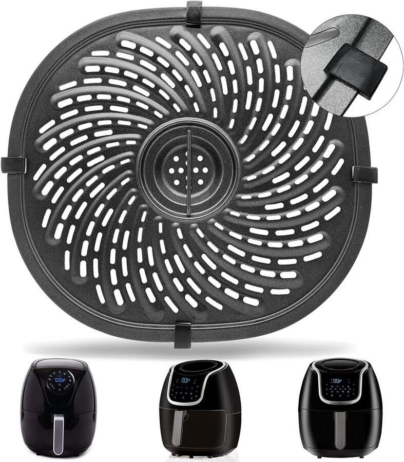 GXF Luchtfriteuse vervangende onderdelen 7QT geüpgraded Grill Pan Crisper Plate Tray Non-Stick Coating Air Fryer Accessoires Rack met rubberen bumpers voor Power XL Gowise en meer Air Fryer vaatwasmachinebestendig