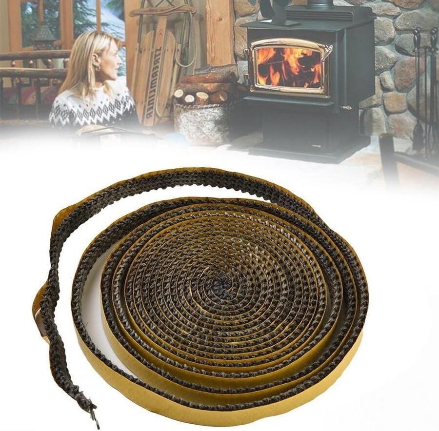 Haard afdichtingstape Katoenen touw pakking Oven deur reparatie Hoge temperatuur bestendig 300 cm lengte Zwart
