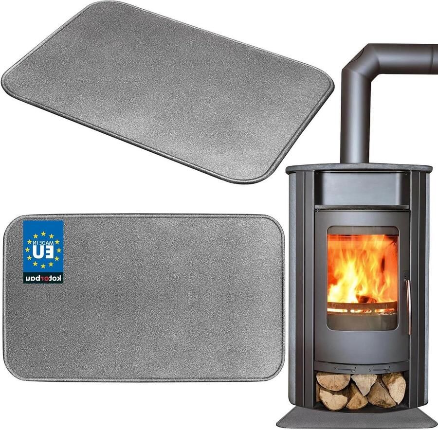 Haard Bodemplaat Vloerbeschermer Oven Vloer Beschermen Gepoedercoat Staal 60 x 80 cm Zwart