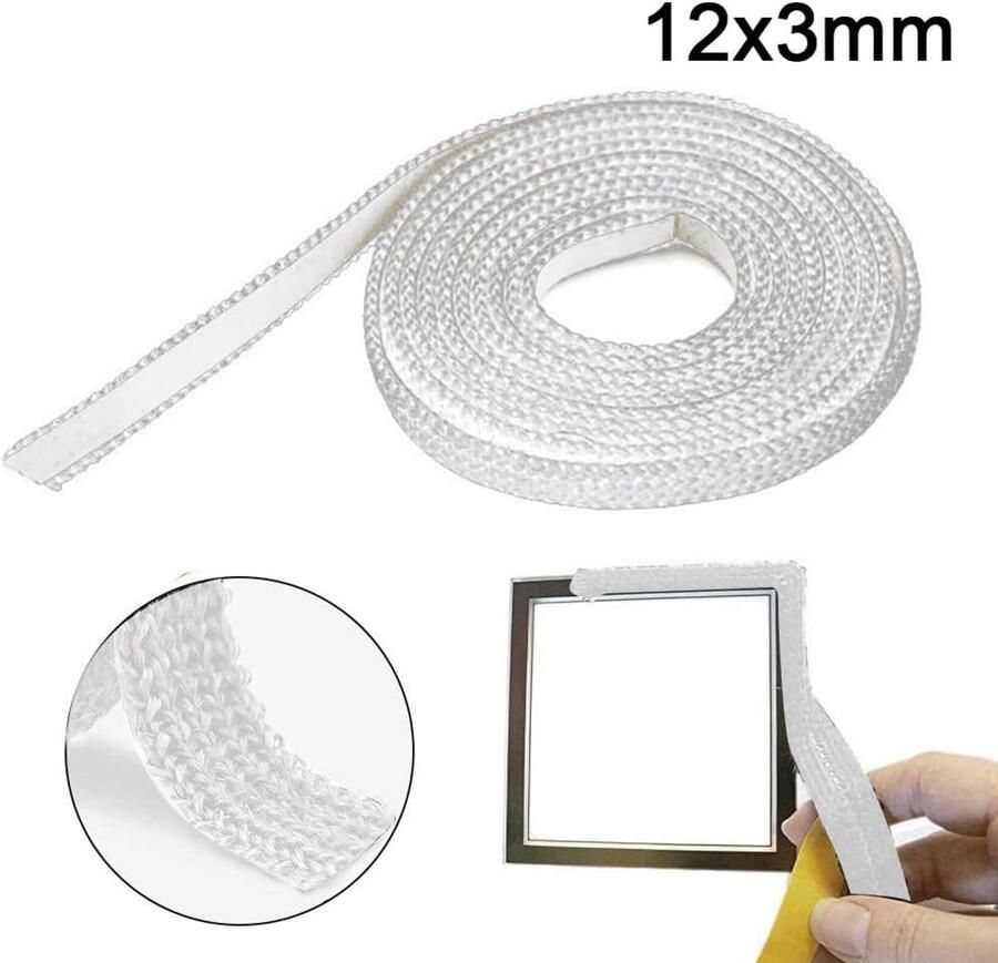 Haard Tape Seal Oven Touw Pakking Houtkachel Afdichten Hoge Temperatuur Bestendig 12 x 3 mm Wit
