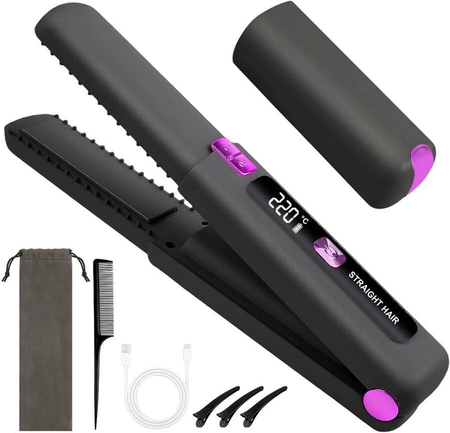 Haarstyler 2-in-1 Stijltang Krultang Haar Modelleren Draadloos Snel Opwarmen 23 cm Grijs