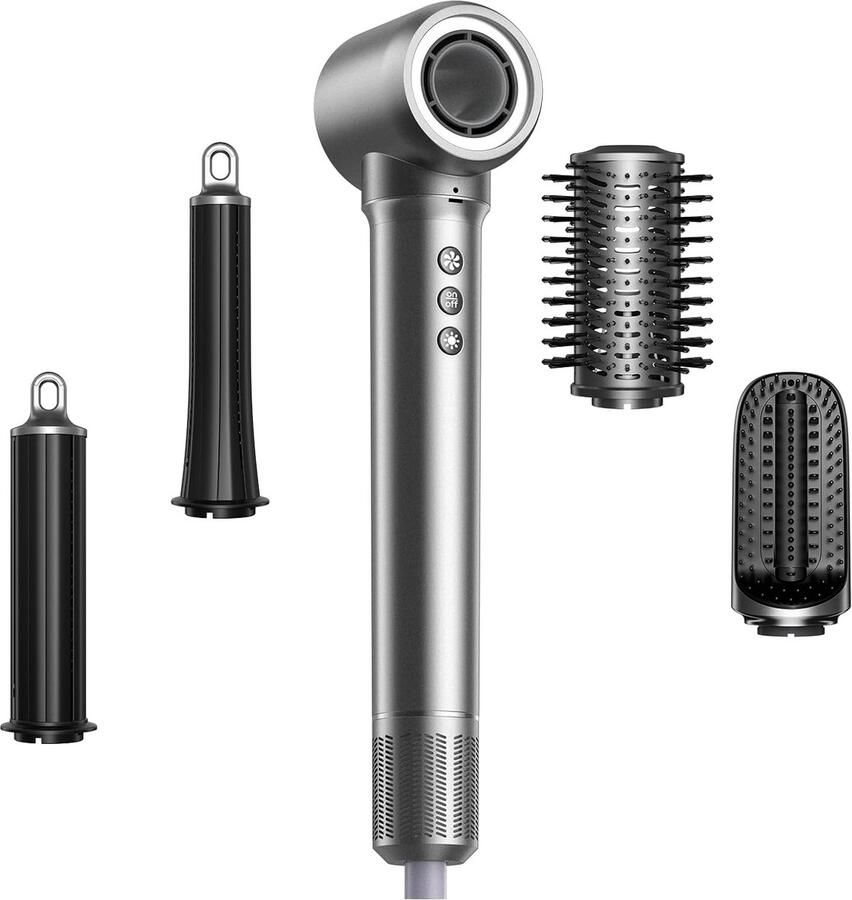 Hairstyler 5-in-1 Heteluchtstyler voor Krullen Volume 5 opzetstukken voor föhnen krullen gladmaken en volume met 110.000 omw min motor en 500 miljoen negatieve ionen