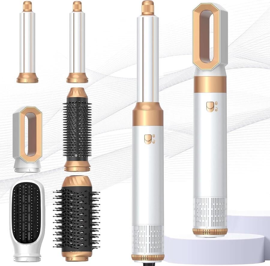 Hairstyler Pro Airbrush haarstyler 6-in-1 luchtstyler met warmluchtborstel föhnborstel ronde borstelföhn haardroger auto haarkruller haarstyler voor styling volume krullen en