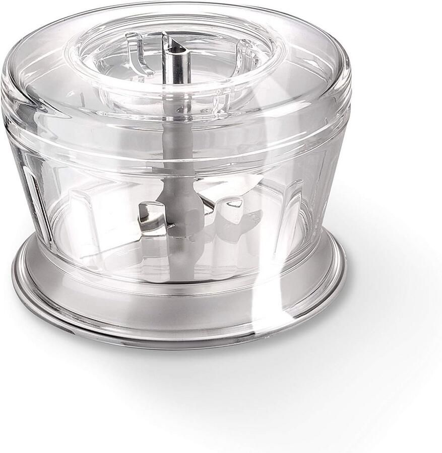 Hakmolen Accessoire voor Staafmixers onder 250 Watt RVS Mes met Twee Bladen Transparant Bakje