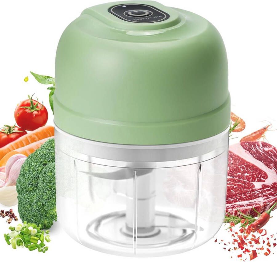 Hakmolen Food Chopper Elektrische Groentesnijder Hakmolens Uiensnijder Keuken Accessoires RVS mesjes 250 ml