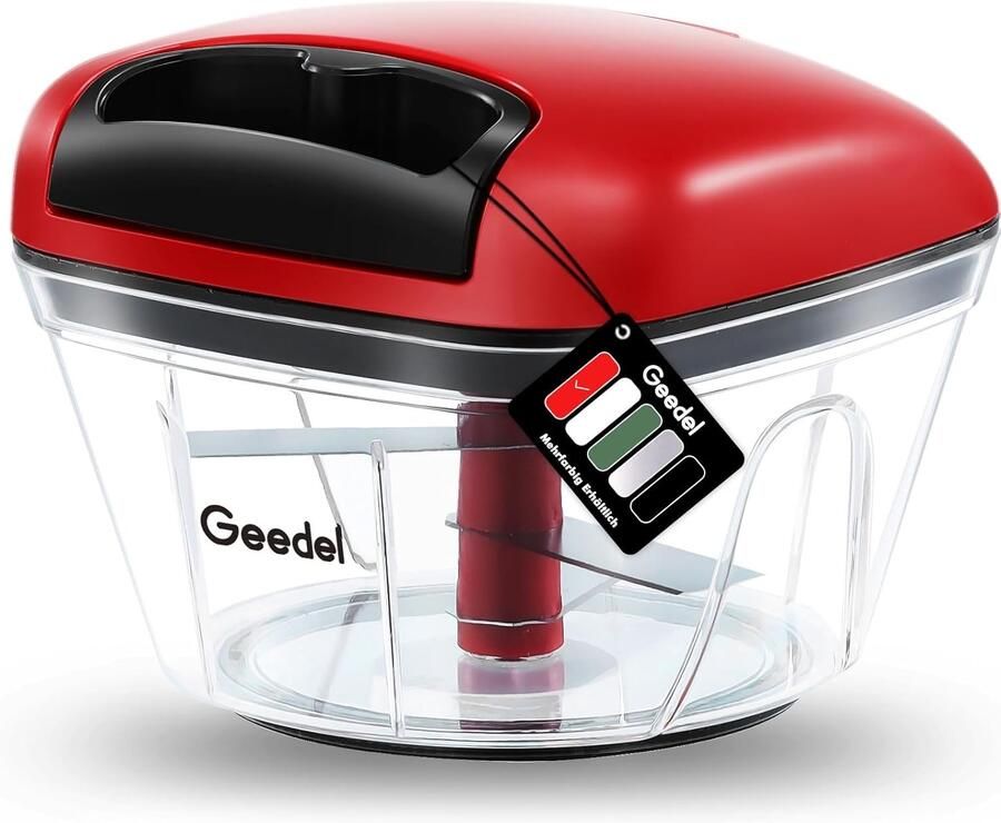 Hakmolen Handmatig Rood 10 5 x 10 5 x 8 5 cm Groentehakmolen met 3 Scherpe Messen Voor Keuken