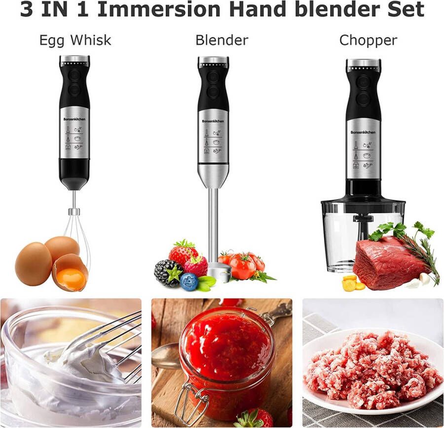 Hakmolen snijapparaat 4-in-1 Stainless Steel Stick Blender
