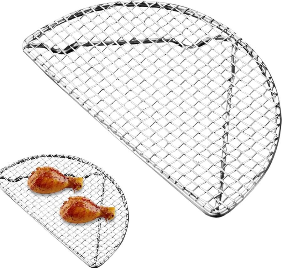 Halfrond Koelrooster Ovenrooster Bakrek Bakken Grillen Roestvrij Staal Anti-aanbak 20 x 10 cm Zilver
