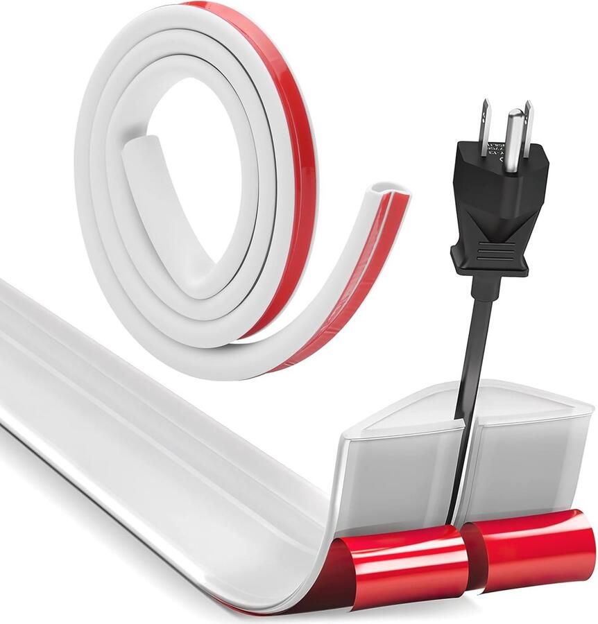 Halfronde witte kabelgoot Zelfklevend en flexibel voor binnen en buiten Ideaal voor kabelafdekking 1 m (15 mm x 10 mm)