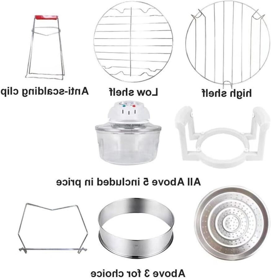 Halogeenoven Heteluchtfriteuse Glas Gezond Koken Multifunctioneel 12L Rood - Foto 1