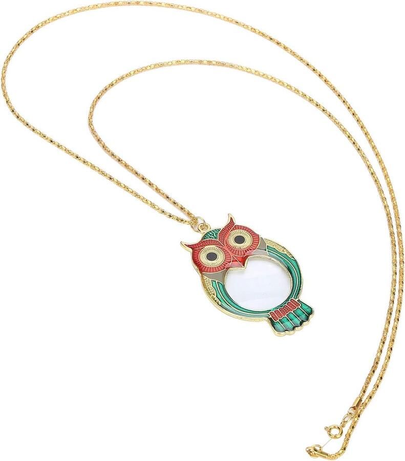 Halsketting met 10x vergrootglas uilenloep halsketting met leesloep hanger met ketting voor bibliotheek lezen zoom en sieraden