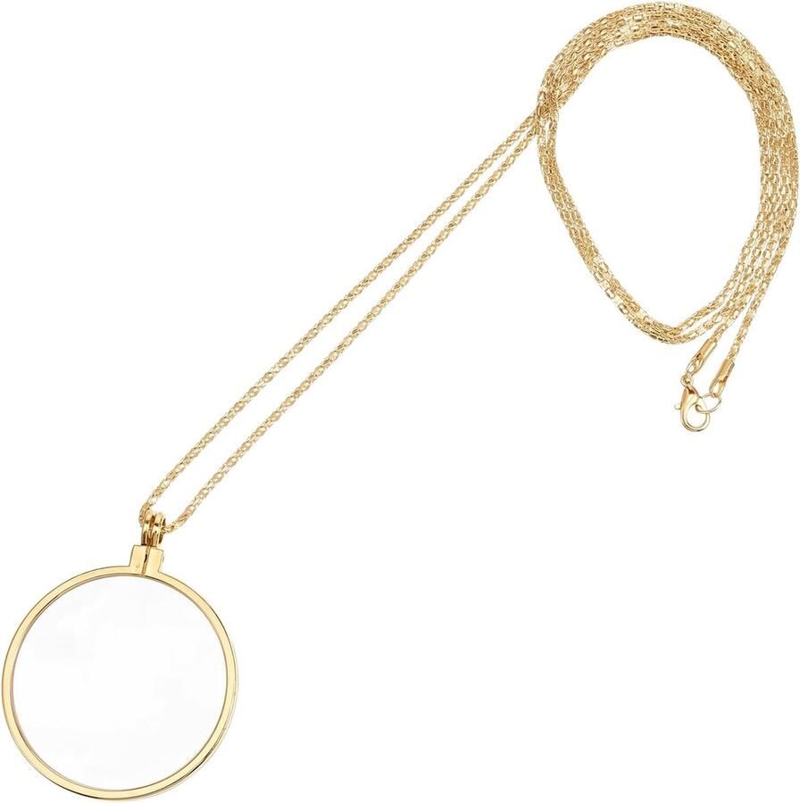 Halsketting met 5x metalen vergrootglas 5x monocel vergrootglas goud monocel bril