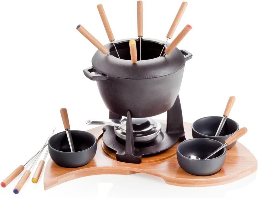 Halve Maan Fondue Set Kaasfondue Set Gezellig Tafelen Met Stookbrandstofhouder 40 x 27 x 23 cm
