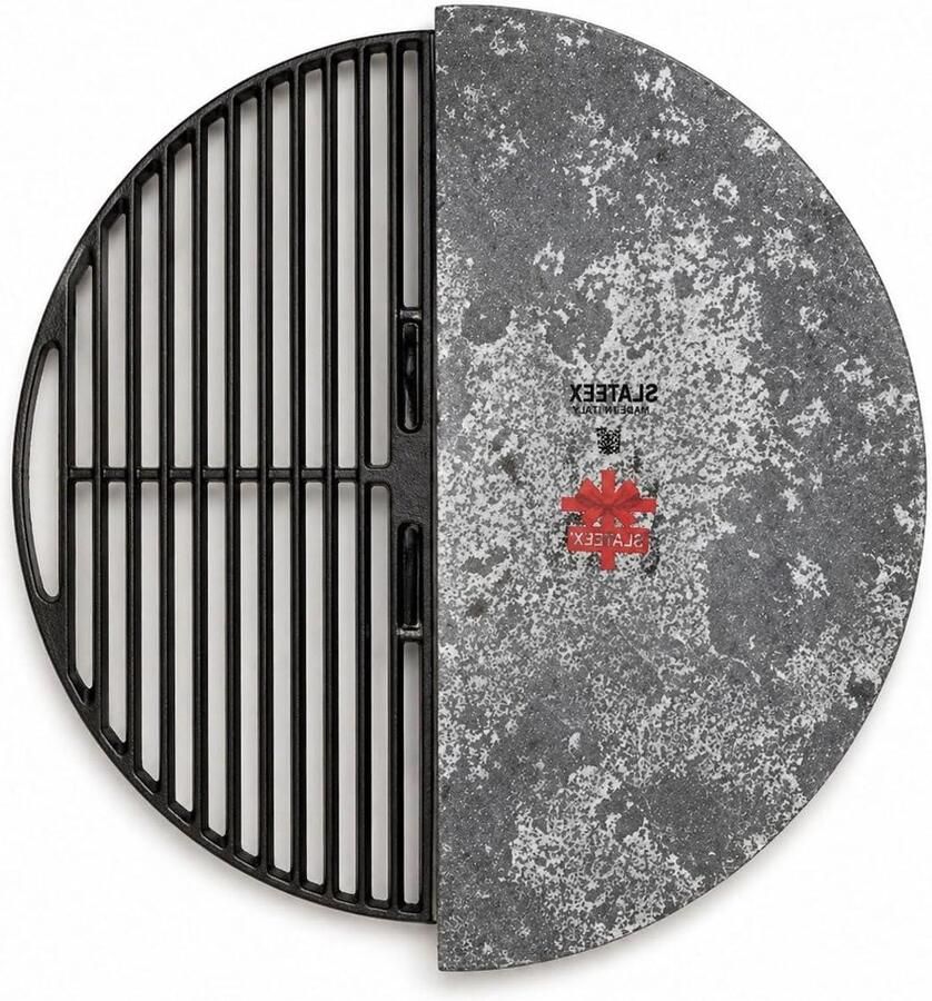 Halve maan grillplaat Speksteen plaat Buiten koken Gelijkmatige warmte 46 x 23 cm Grijs