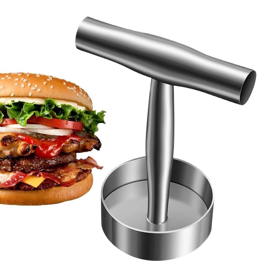 Hamburger Bakvorm Patty Maker Gelijkvormige Burgers Anti-aanbaklaag 17.5 cm Zilver