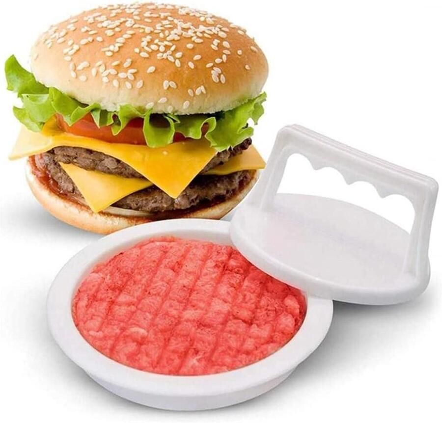 Hamburger Maker Burger Press Burgers Maken Antiaanbaklaag 13.2 cm Diameter Wit