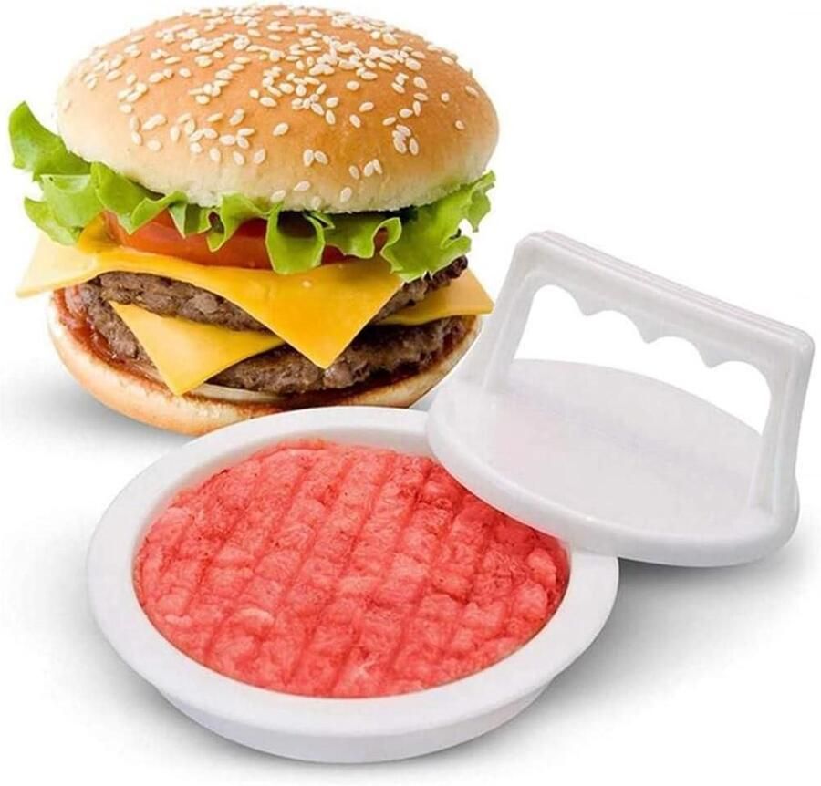 Hamburger Maker Burgerpers Vleesvorm Burgers Maken Antiaanbaklaag 13.2 cm Wit
